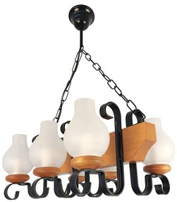 Candelabru rustic fabricat manual din lemn 6 brate Vela WOOD-VE-SP6