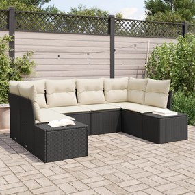 vidaXL Set de canapele pentru grădină cu pernă 6 pcs Negru Rattan poli