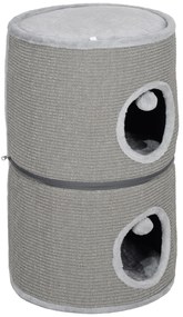 PawHut Tour pentru pisici modular tonou zgâriat pisici cu fermoar separabil 3 nivele două mingi Ø 42 x 69H cm gri | Aosom Romania