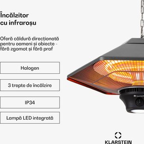 Blumfeldt Heat Hexa, încălzitor cu infraroșu, 800/1200 W, halogen, IP34, LED, bronz