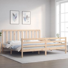 3193811 vidaXL Cadru pat cu tăblie 200x200 cm, lemn masiv de pin