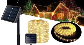 Ghirlanda luminoasa solara decorativa, 10m, alb cald