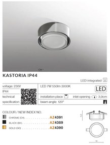 Spot LED incastrabil tavan/plafon baie IP44 KASTORIA BLACK