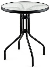 Masa metalica cu blat de sticla Muhler 999465, 60x74 cm, Metal hoop, Negru