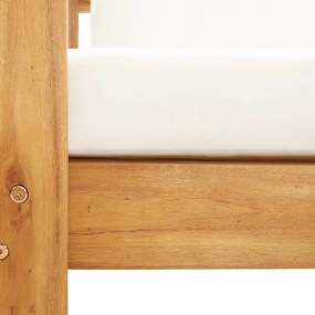 Canapea de gradina cu perna, alb crem, 140 cm, lemn de acacia 1, Crem, Canapea cu 2 locuri