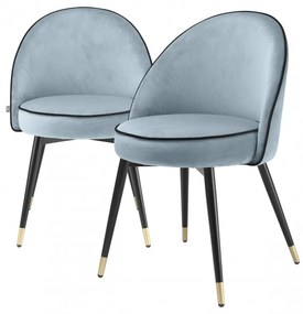 Set de 2 scaune design elegant LUX Cooper, catifea albastra 114304 HZ