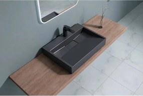 Lavoar negru din compozit pe blat Rune Garm 60 cm