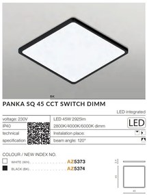 Plafoniera slim LED dimabil, protectie IP40 PANKA SQ 45 CCT alb