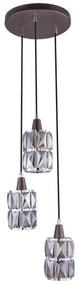 Lustra moderna cu 3 pendule WOLLI bronz/fumuriu 15761-3 GL