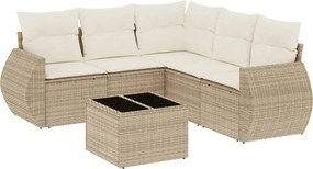vidaXL Set canapele de grădină cu perne, 6 piese, bej, poliratan