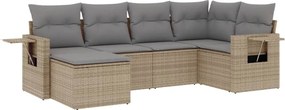 vidaXL Set canapele de grădină cu perne, 6 piese, bej, poliratan