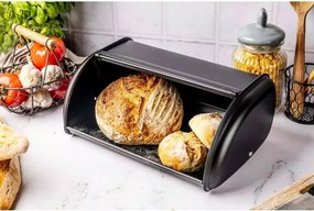 La mâna a doua: Cutie pentru paine Kinghoff KH 1723, 36 cm, Stabila si durabila, Inox, Negru
