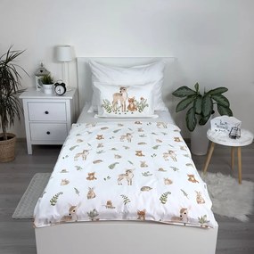 Lenjerie de pat pentru copii albă-maro din bumbac pentru pătuț 100x135 cm Forest Animals – Jerry Fabrics