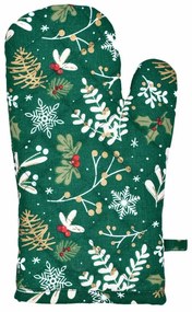 Mănușă de bucătărie Crăciun verde, 18 x 28 cm
