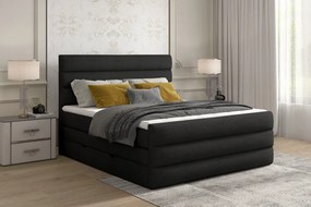 Pat tapitat, boxspring, cu spatiu pentru depozitare, 160x200 cm, Cande 162, Eltap (Culoare: Maro inchis texturat)