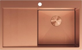 Mexen Exar chiuvetă de oțel inoxidabil cu 1 compartiment și scurgător, dreaptă 780 x 480 mm, cupru HC - 6434781010P-65HC