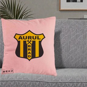 Perna Personalizata Aurul Brad Fotbal, 40x40 cm, Roz, Husa Detasabila, Perna Inclusa, BEKZ®