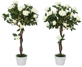 Outsunny Arbore artificial, plantă artificială în ghiveci de ciment, plantă artificială | Aosom Romania