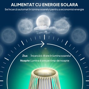 Outsunny Lampă Solară de Grădină cu Iluminare LED din Rattan, Gri | Aosom Romania