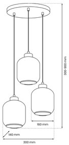 Lustră pe cablu SOMBRA 3xE27/60W/230V gri