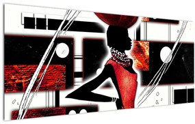 Tablou picuturii cu damă străveche (120x50 cm)