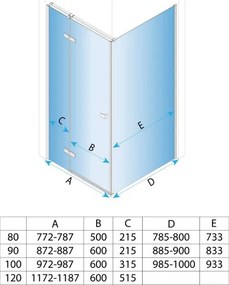 Cabina de dus Rea Atlas 80x100 cu deschidere pe stanga crom