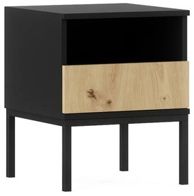 Noptiera LANZZI 40x40 cm, neagra/stejar