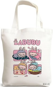 Sacosa de Panza pentru Cumparaturi, Geanta Tote, model Labubu 18 38 x 34.5 cm, Alba, BEKZ®