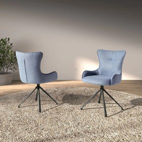 Scaun modern pivotant din material textil albastru