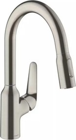 Baterie bucatarie cu dus extractibil crom periat Hansgrohe Focus M42 180 cu 2 jeturi