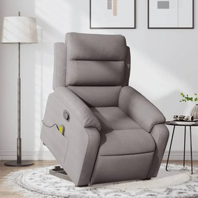 vidaXL Fotoliu rabatabil de masaj cu ridicare, gri taupe, textil