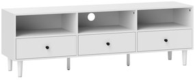 HOMCOM Comodă TV, Stand TV pentru Ecrane de 75 inch, 3 Rafturi Deschise, 3 Sertare, Placă de Particule, Alb | Aosom Romania