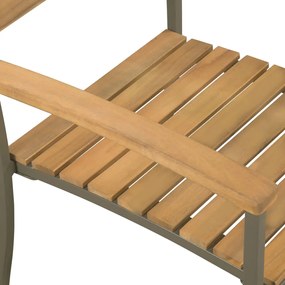Set mobilier de exterior, 9 piese, lemn masiv acacia si otel