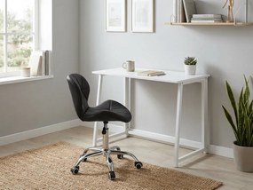 Set pentru birou ZARIMO masa 80x40 cm, alb + fotoliu AVOLA din piele ecologica, negru