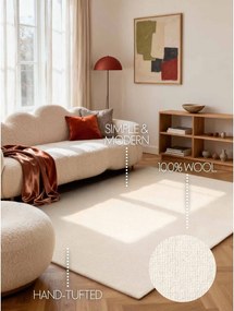 Covor crem țesut manual din lână 200x290 cm Puristic Knots – Elle Decoration