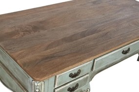 Birou clasic francez, stil Louis XV–XVI, din lemn masiv de mango verde decapé, 133x68x75 cm, Elégance