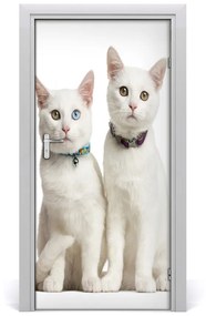 Autocolante pentru usi Două pisici albe