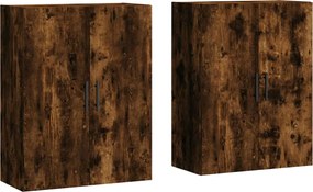 vidaXL Dulapuri montate pe perete, 2 buc, stejar afumat, 69,5x34x90 cm