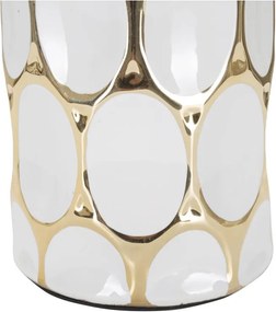 Veioză albă-aurie din ceramică cu abajur textil (înălțime 56 cm) Glam Carv – Mauro Ferretti