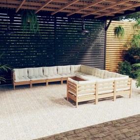 3097022 vidaXL Set mobilier relaxare grădină perne 11piese lemn pin maro miere