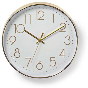 Ceas de perete Nedis CLWA015PC30GD 1xAA alb/auriu
