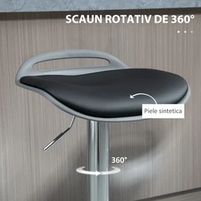 HOMCOM Set de 2 Scaune de Bar cu Înălțime Reglabilă și Suport pentru Picioare, 39x41x68-88 cm, Negru | Aosom Romania