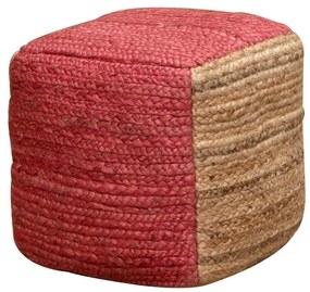 Puf din iuta naturala, roz, Pouf
