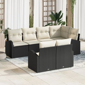 vidaXL Set de canapele pentru grădină cu pernă 7 pcs Negru Rattan poli