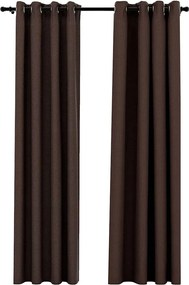 vidaXL Perdele opace, aspect pânză, ocheți, 2 buc., taupe, 140x245 cm
