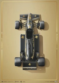 Imprimare de artă Lotus 97T - Ayrton Senna - Stunning Black - Estoril - 1985 - Gold