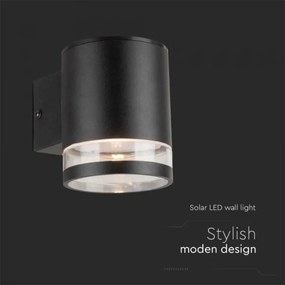 LED lampă solară de perete exterior 1W 3,7V 3000K IP54 negru