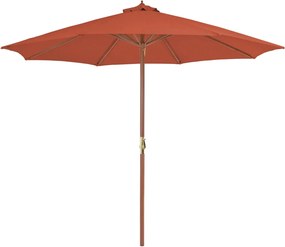 vidaXL Umbrelă de exterior cu stâlp din lemn, 300 cm, teracotă