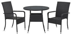 Juskys Masa rotunda Yoro Ø80 cm din ratan - negru