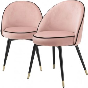 Set de 2 scaune design elegant LUX Cooper, catifea nude 114302 HZ